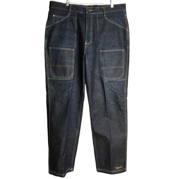 Ruff Ryders Dirty Denim Mens Jeans Tapered DMX Old School Hip Hop Blue Size 42 - Picture 1 of 10